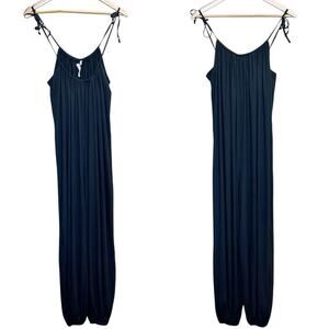 Vitamin A Black Eco-Rib Balloon-Leg Jumpsuit Swim Coverup Vacation Beachy Medium